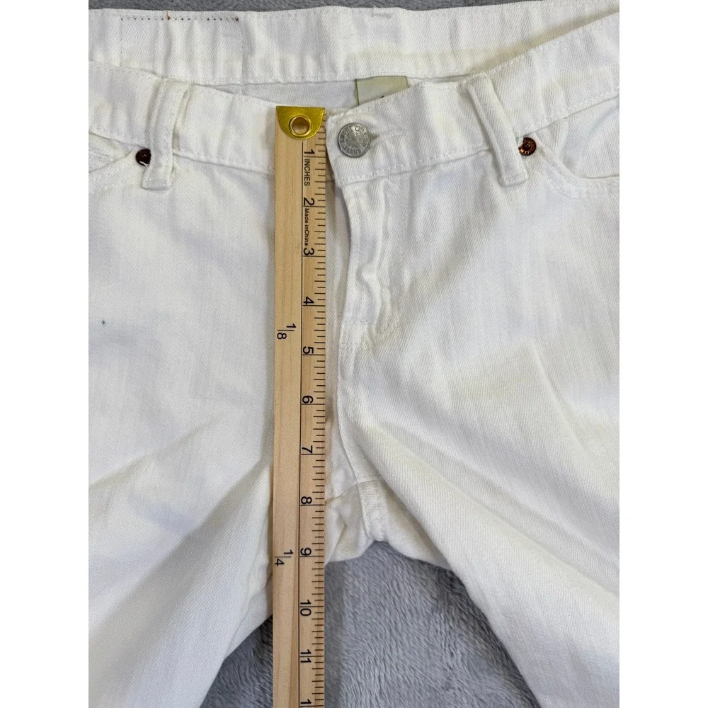Lucky Brand Shorts Women 8/29 White Zoe Bermuda Long Raw Hem Summer Cotton Blend